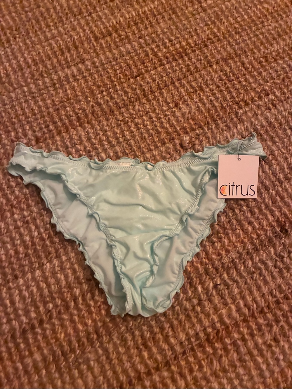 Citrus Swimwear Ruffle Merrow Hipster Bikini Bottom Mint Green L NWT